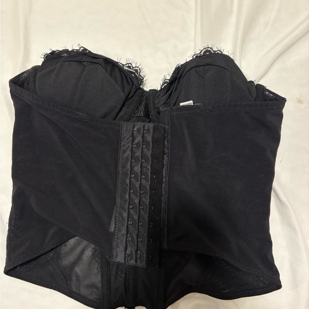 Garage Black Strapless Lace-Trim Bustier